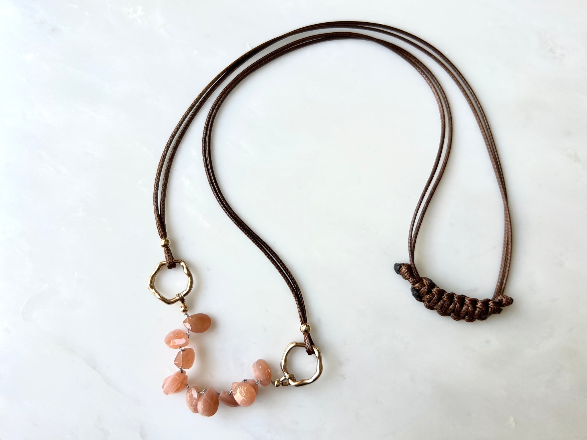 Peach Moonstone Necklace 14K Gold Filled / ピーチムーンストーン　ネックレス　14K ゴールドフィルド