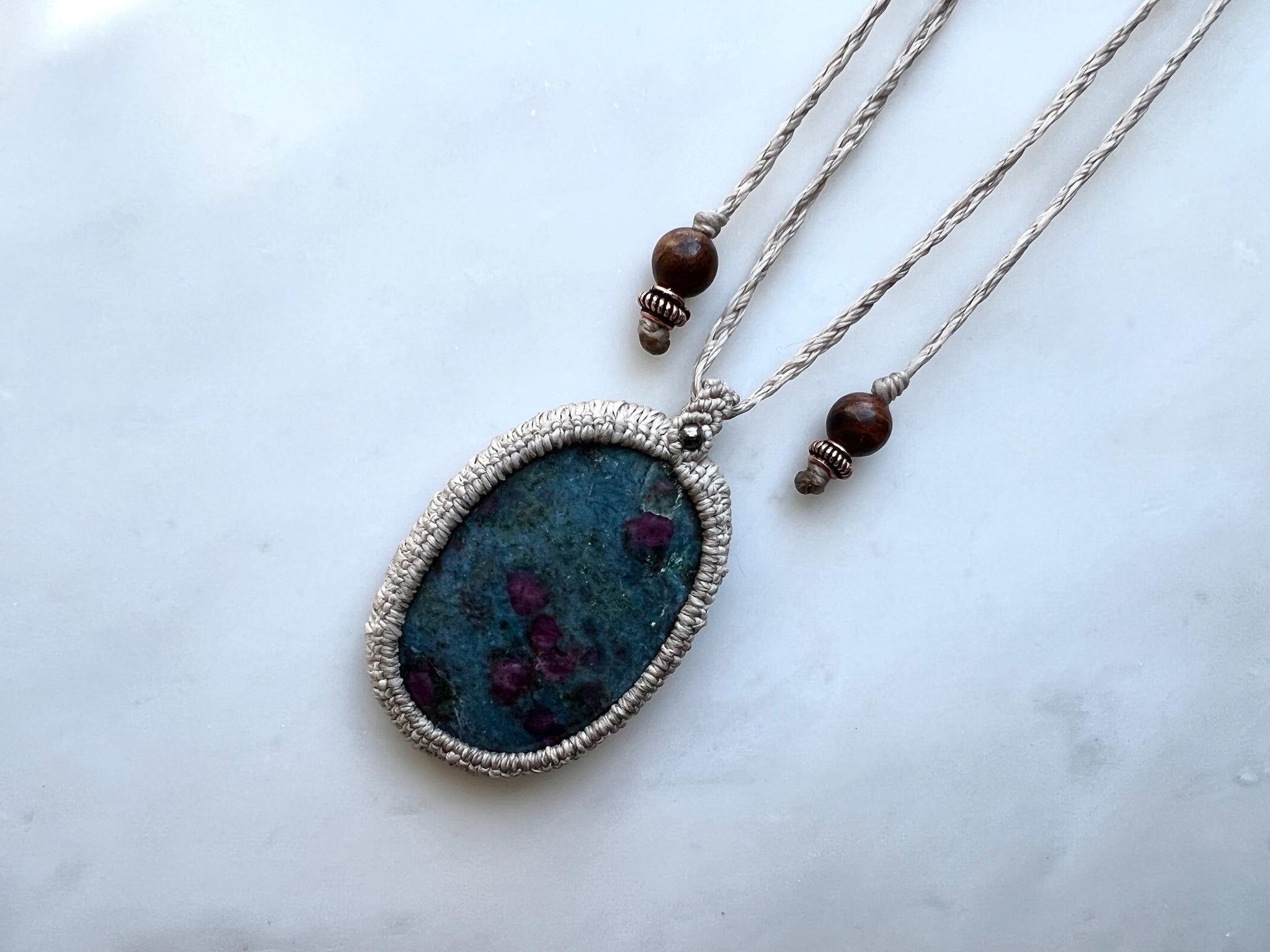Ruby in Kyanite Macrame Necklace / ルビーインカイヤナイト　マクラメ編み　ネックレス