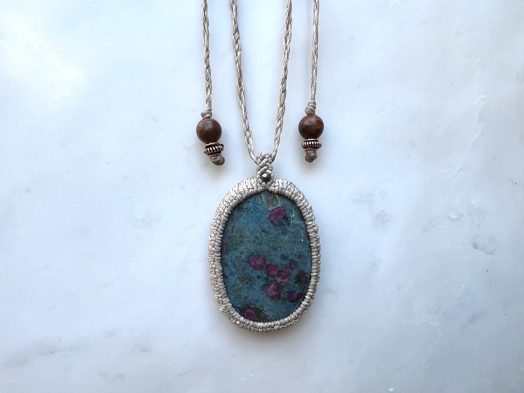 Ruby in Kyanite Macrame Necklace / ルビーインカイヤナイト　マクラメ編み　ネックレス