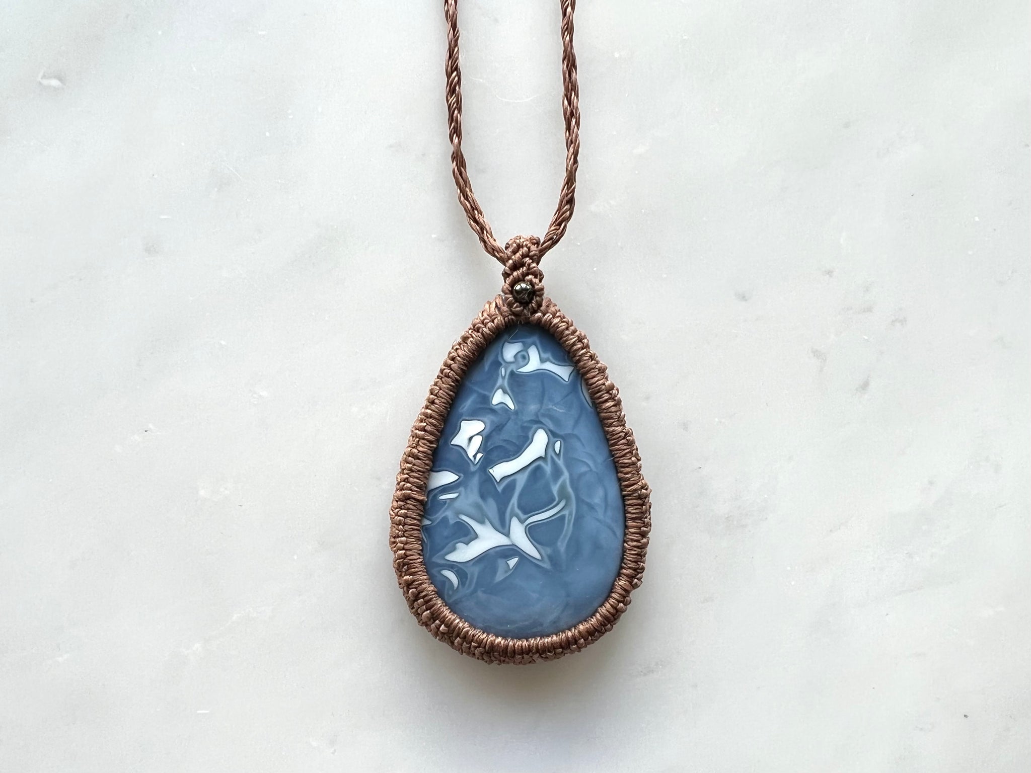 Blue Opal Macrame Necklace / ブルー オパール マクラメ編み