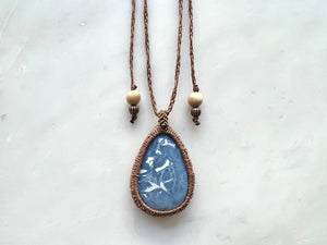 Blue Opal Macrame Necklace / ブルー　オパール　マクラメ編み　ネックレス