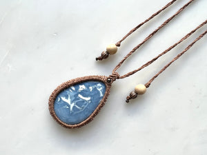 Blue Opal Macrame Necklace / ブルー　オパール　マクラメ編み　ネックレス