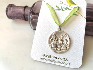 Little Girl  and Cat Pendant Sterling Silver 925 / 猫と少女　ペンダント　スターリングシルバー925
