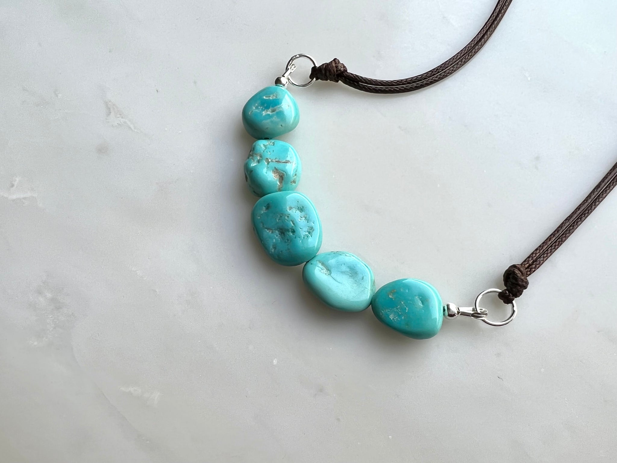 Turquoise Nugget Necklace Sterling Silver 925 / ターコイズ