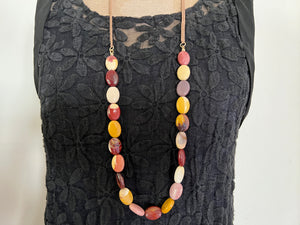 #4  Mookaite  Necklace with Macrame straps 14K Gold Filled / ムーカイト　マクラメ編みストラップ付き　ネックレス　14Kゴールドフィルド