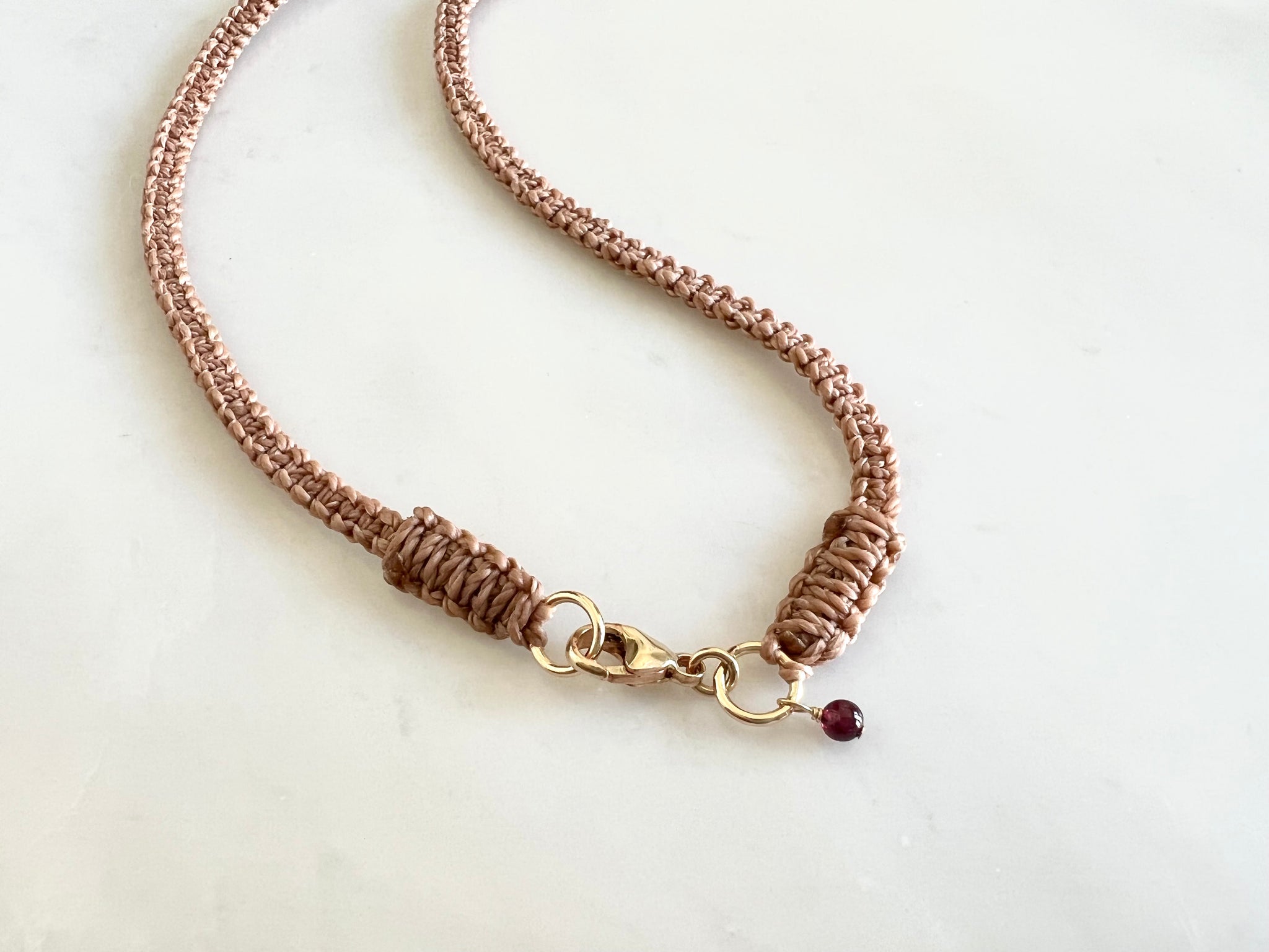 #4  Mookaite  Necklace with Macrame straps 14K Gold Filled / ムーカイト　マクラメ編みストラップ付き　ネックレス　14Kゴールドフィルド