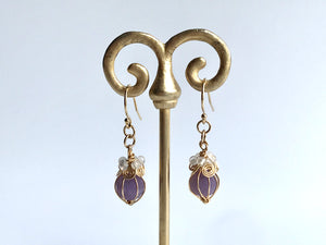 Grape  Chalcedony Earrings 14K Gold Filled / グレープカルセドニー　ピアス　14Kゴールドフィルド