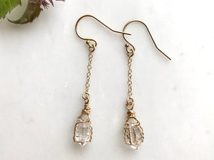 Herkimer Diamonds Earrings Long 14K  Gold Filled / ハーキマーダイアモンド　ピアス　ロング　14K ゴールドフィルド