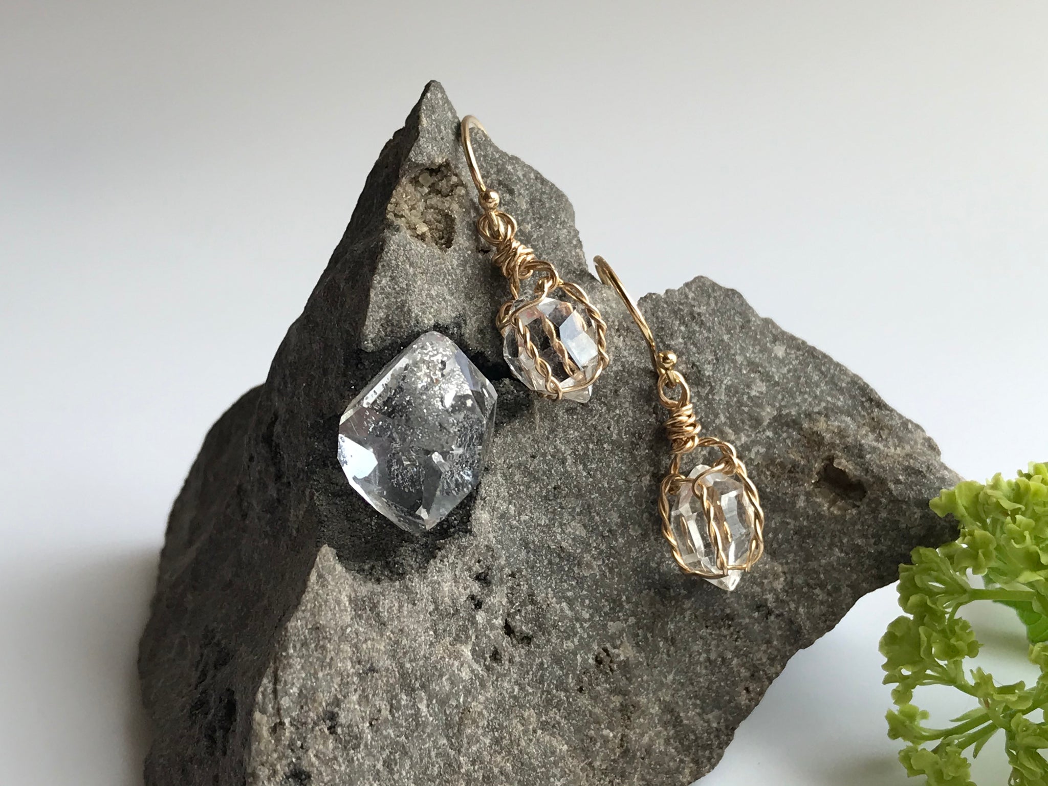 Herkimer Diamonds Earrings Short 14K Gold Filled  / ハーキマーダイアモンド　ピアス　ショート 14K ゴールドフィルド