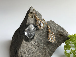 Herkimer Diamonds Earrings Short 14K Gold Filled  / ハーキマーダイアモンド　ピアス　ショート 14K ゴールドフィルド