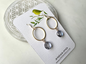 Blue Quartz Earrings 14K Gold Filled  / 　ブルークォーツ　ピアス　14K ゴールドフィルド