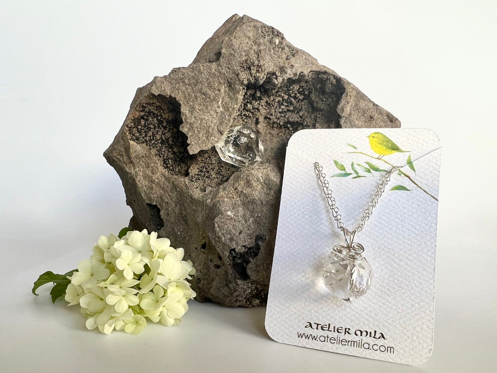 #2 Herkimer Diamond Double Necklace Sterling Silver 925 / ハーキマーダイアモンド　ダブル　スターリングシルバー 925