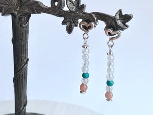 Open Heart Moonstone Earrings Sterling Silver 925 / オープンハート　ムーンストーン　ピアス　シルバー925