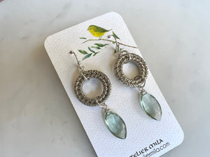 Marquise Shaped Green Crystal Earrings Sterling Silver 925 /マーキース型　グリーンクリスタル　ピアス　スターリングシルバー 925