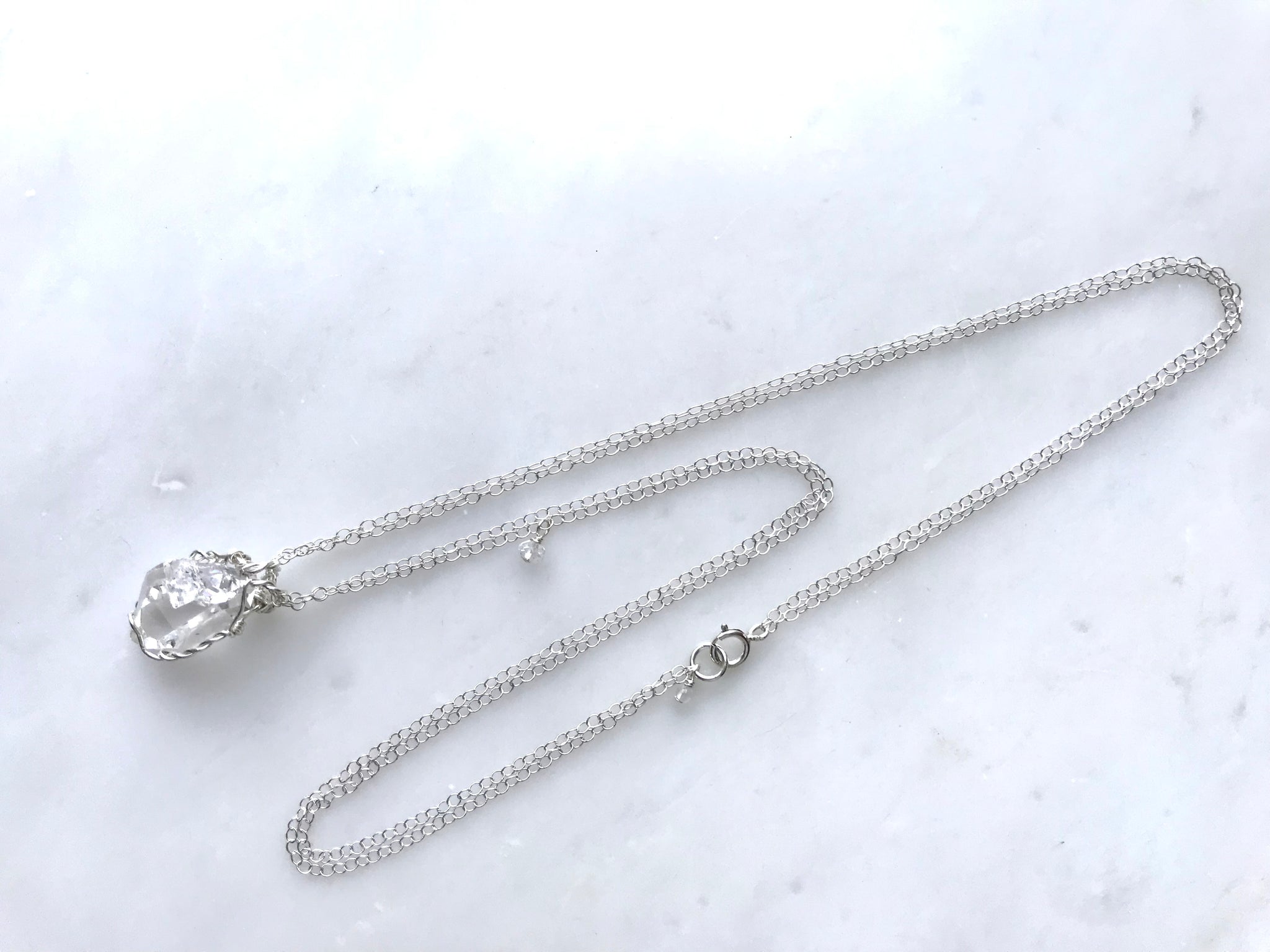 #5 Herkimer Diamond 5/8" Necklace Sterling Silver 925 / ハーキマーダイアモンド 5/8"　ネックレス　スターリングシルバー925