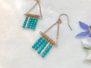 Turquoise Square Earrings 14K Gold Filled / ターコイズ　スクエア　ピアス　14K ゴールドフィルド