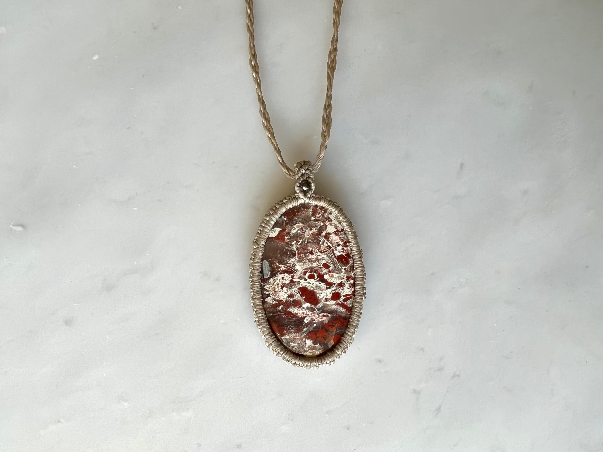 #1 Red Jasper Macrame Necklace / レッド ジャスパー マクラメ編み ...