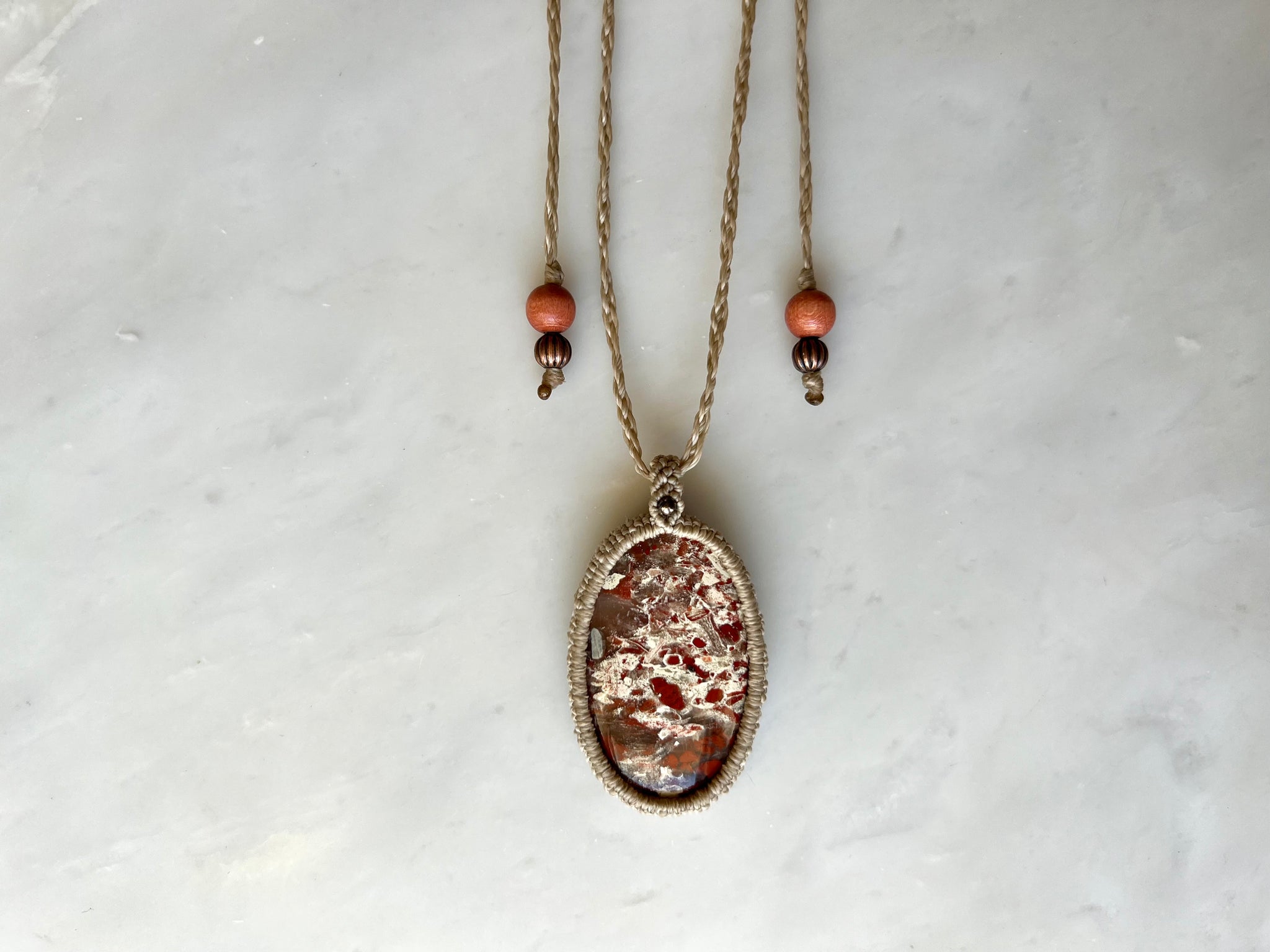 1 Red Jasper Macrame Necklace / レッド ジャスパー マクラメ編み ...