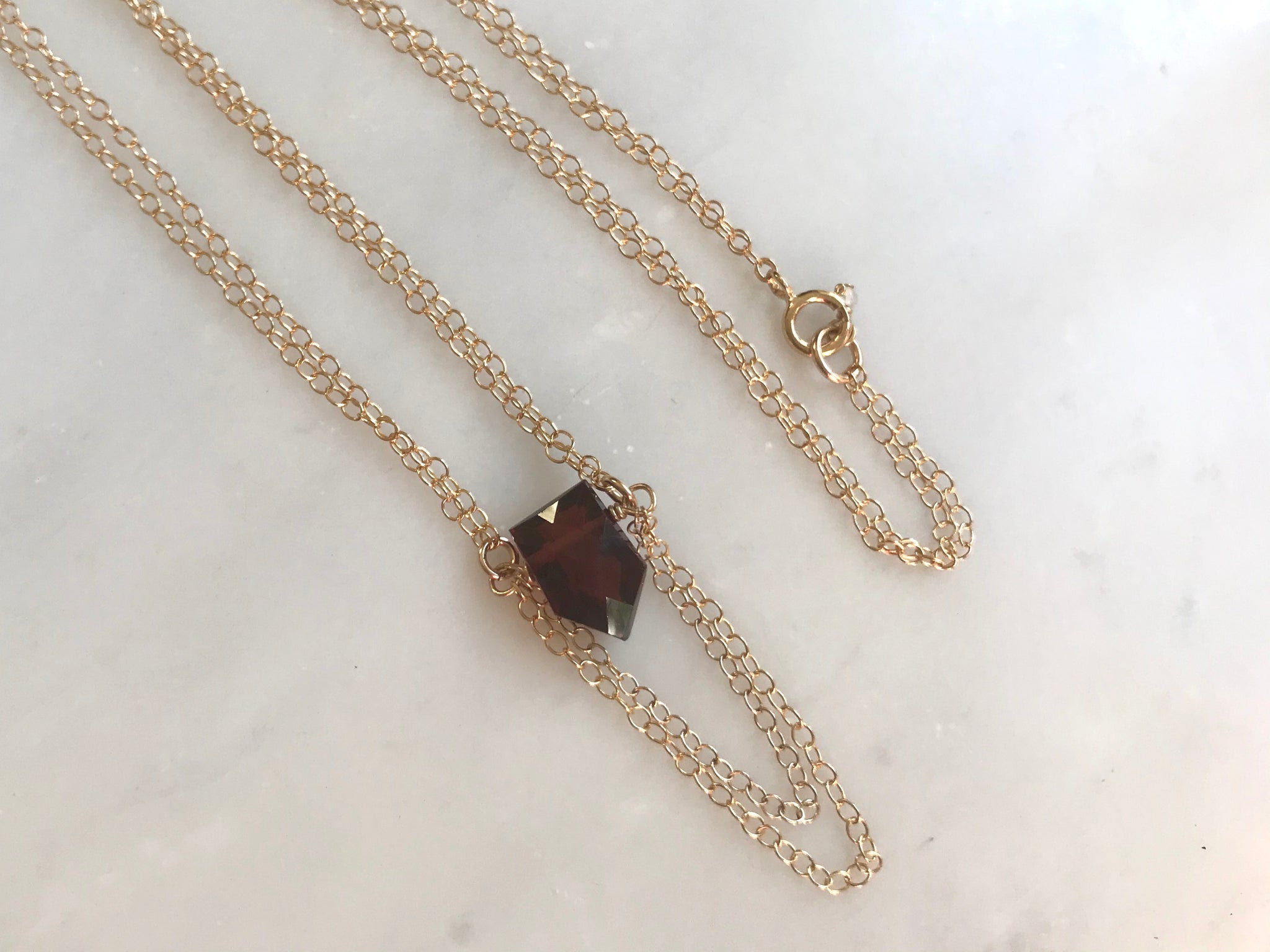 Garnet Necklace with Chain 14KGF / ガーネット　ネックレス　チェーン　14KGF